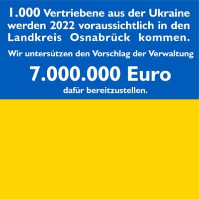 SPD/UWG-Gruppe spricht sich für Verwaltungsvorschlag aus: 7 Mio. Euro für Ukrainehilfe