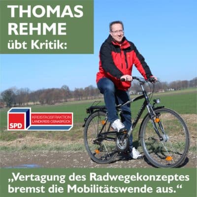 Rehme kritisiert Verzögerung beim Radwegeausbau
