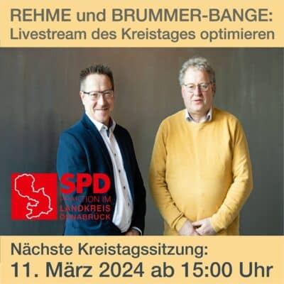 Rehme und Brummer-Bange für verbesserten Livestream der Kreistagssitzungen