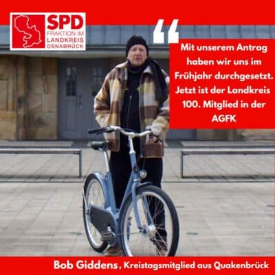 Giddens freut sich über 100. Mitgliedschaft des Landkreises im AGFK